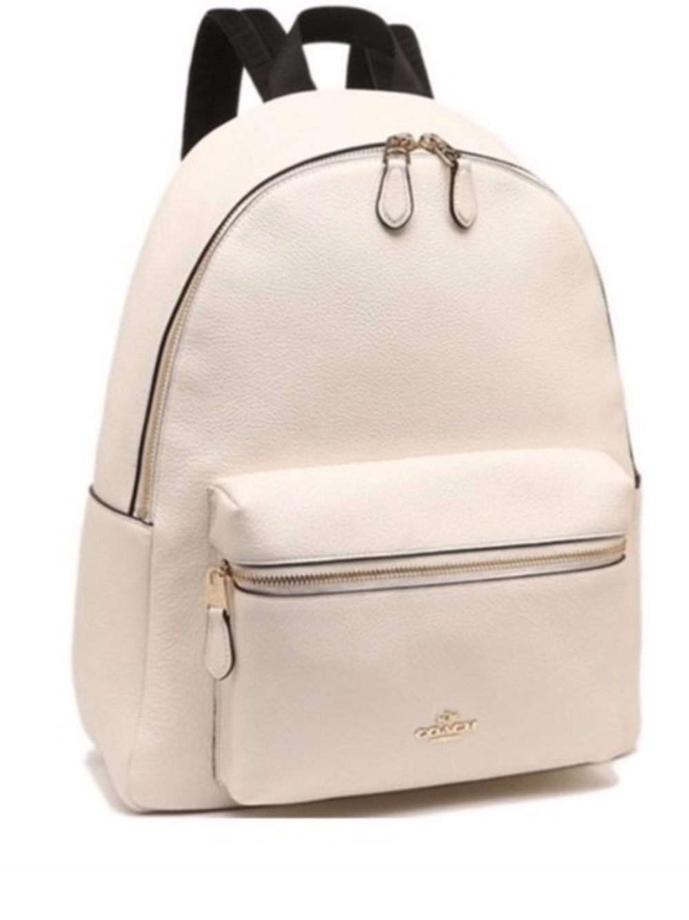 COACH Charlie Pebble Leather Backpack in Chalk Minimalist Laptop Travel